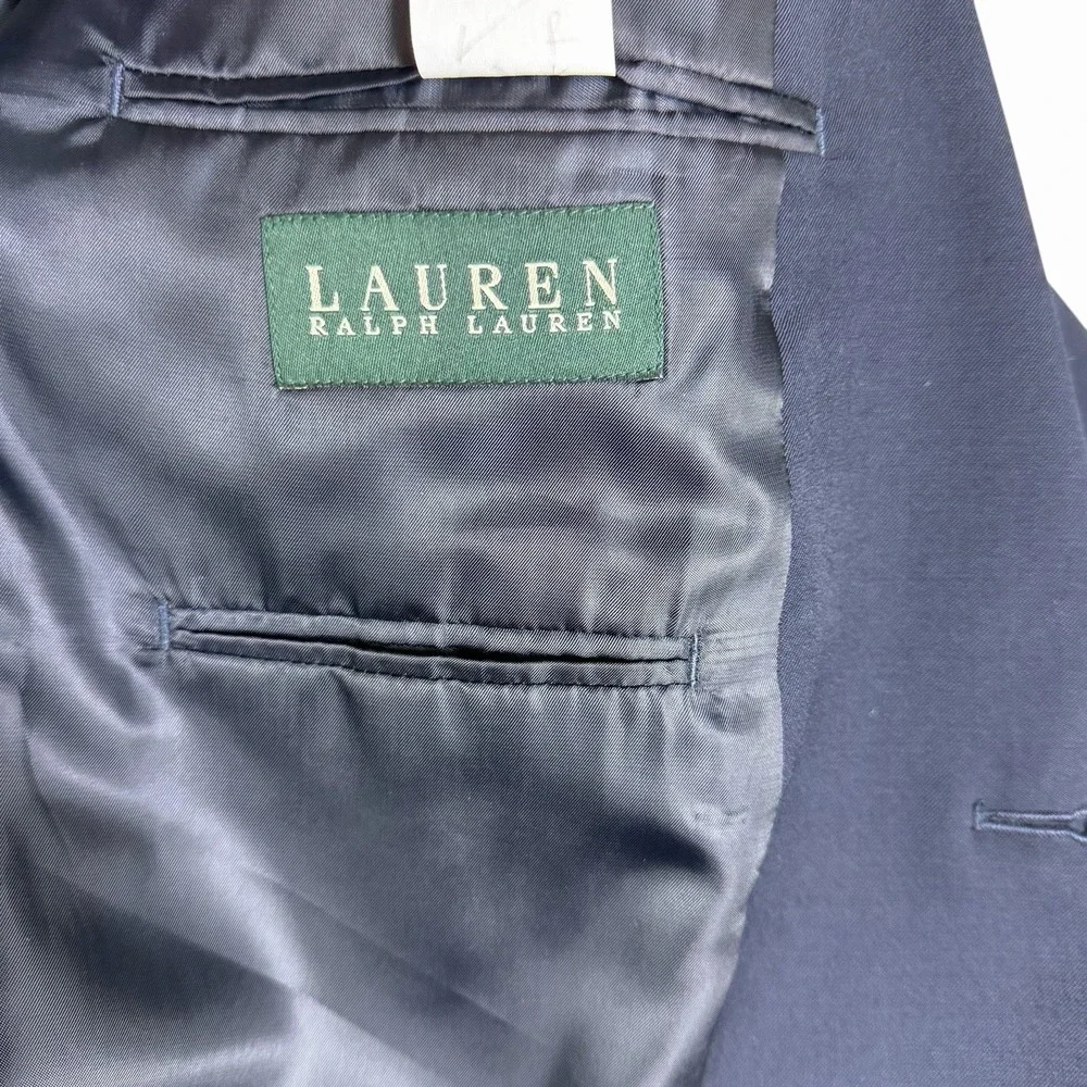 Lauren Ralph Lauren Navy Wool Blend Gold Button Sport Coat Blazer Jacket Men 46L